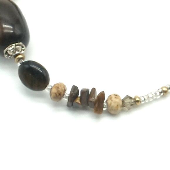 Tiger's Eye Barrel with Earth-tone Stone Chips & Crystal Bracelet - Picture 10 of 13